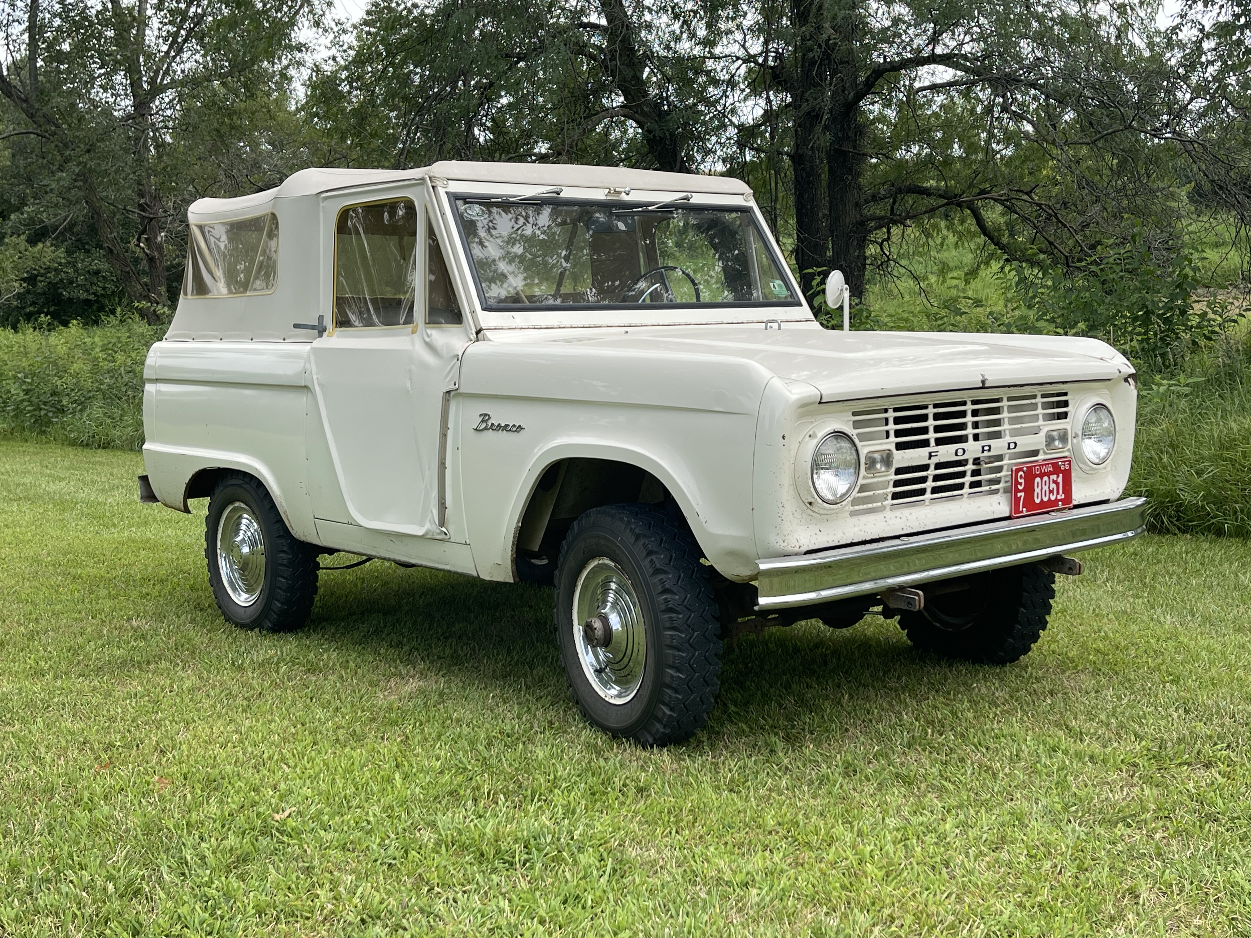 A white vintage Bronco